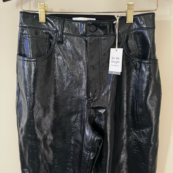 Abercrombie & Fitch The 90’s Straight Ultra High Rise Vegan Leather Pants 6/28 - Picture 3 of 7